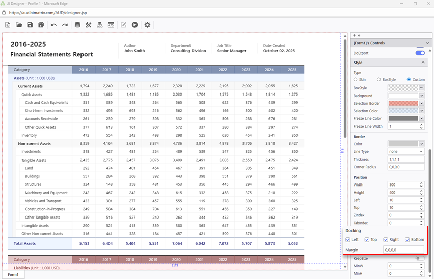 ステップ 3 - レポートレイアウトを調整