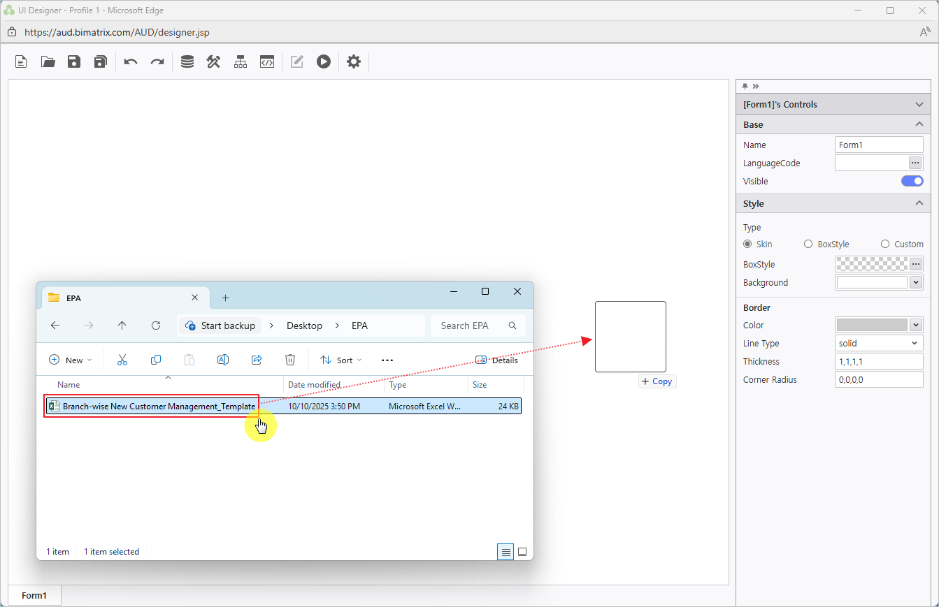 ドラッグ＆ドロップ Excel file