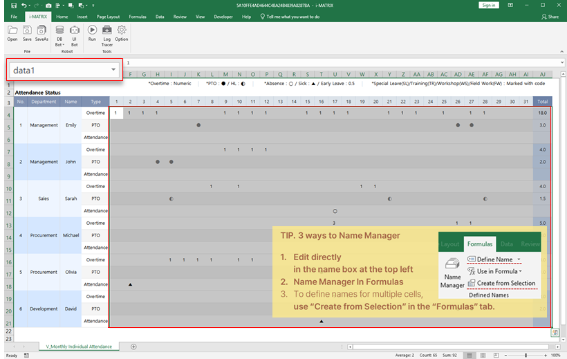 データ領域をdata1と命名