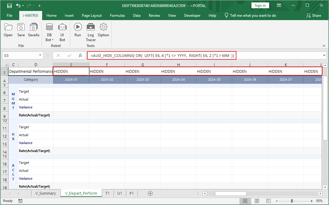 列フィルタリング用AUD_HIDE_COLUMNSを設定