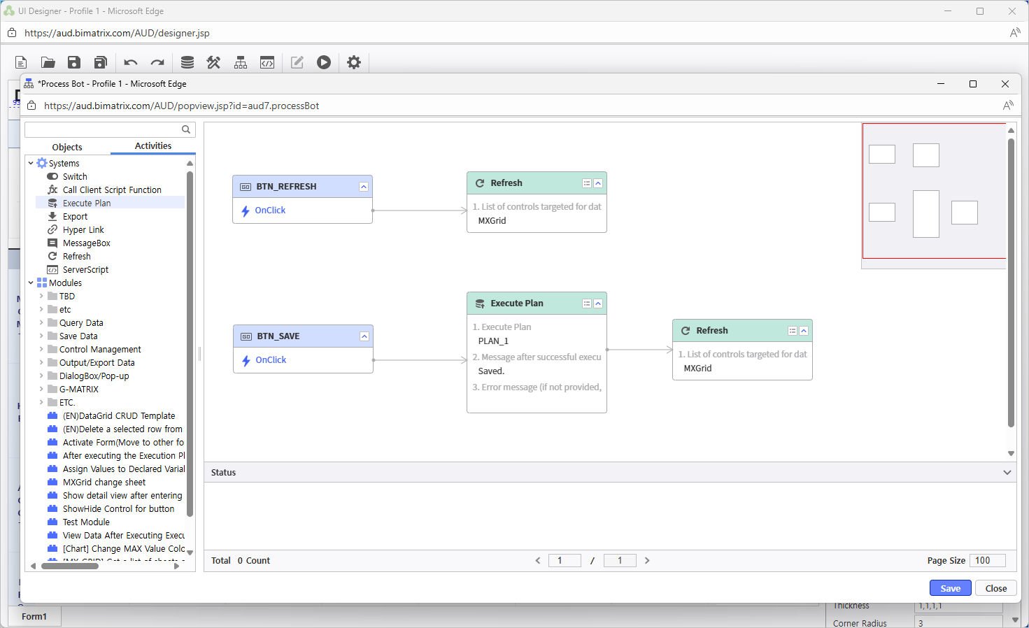 以下からボタンアクションを割り当て： Process Bot
