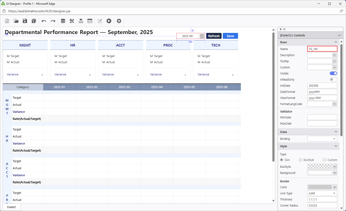 Add 月カレンダー linked to VS_YM variable