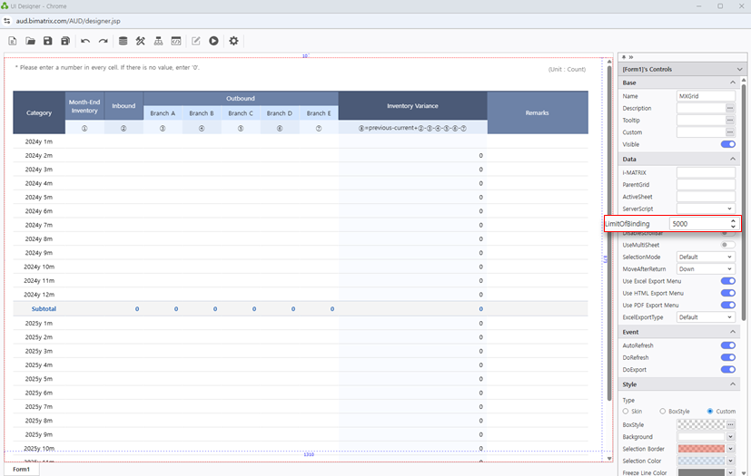 設定 LimitofBinding to 5000